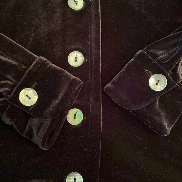 Max Studio Velvet Cardigan Shirt Tunic L/S Cuffs Large Mother Of Pearl Button SP - Picture 1 of 7